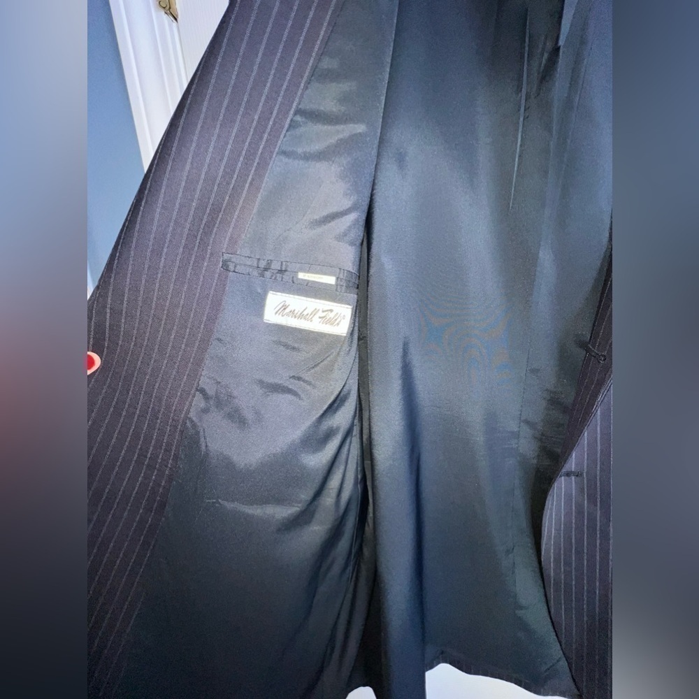 Vtg Ralph Lauren Men’s 46 Reg Navy Blue Pinstripe Sport Coat Suit Jacket 46R - Picture 9 of 12